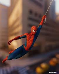 A cool picture of Spider-Man swinging